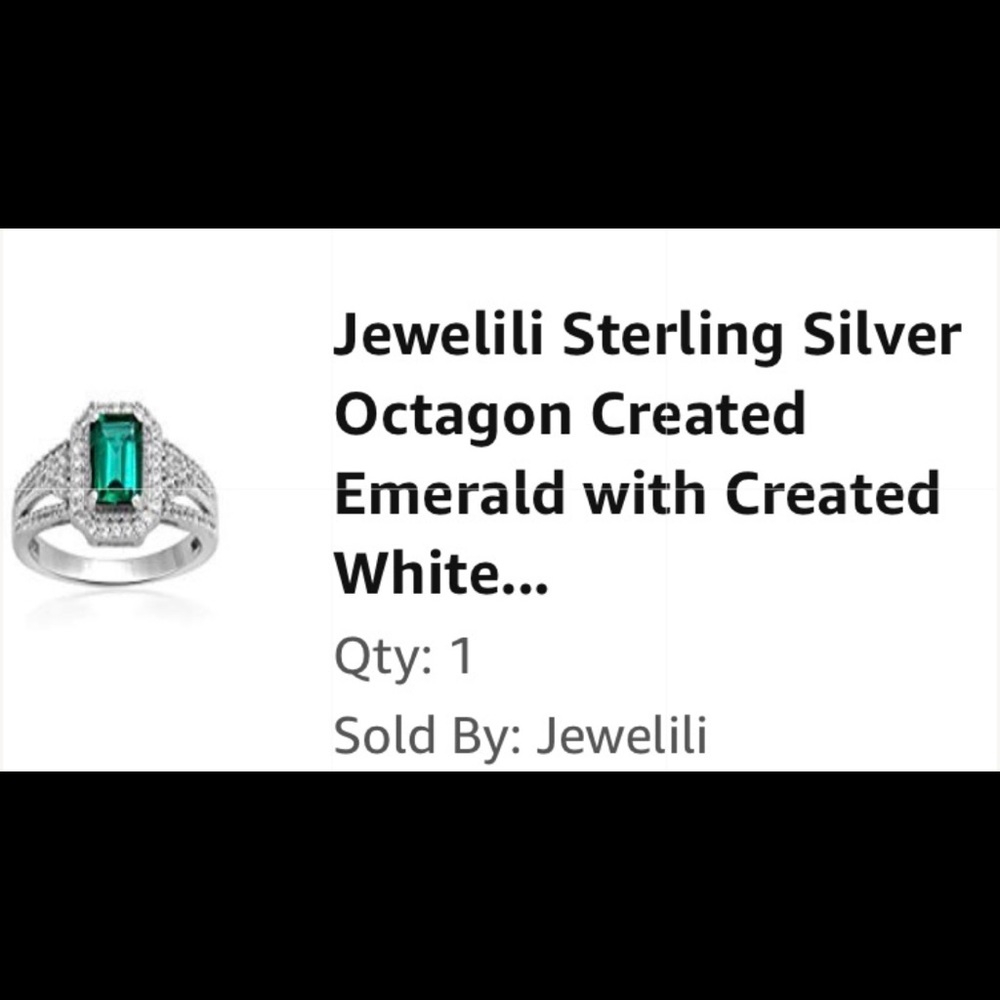 NWT JEWELILI STERLING RING W CREATED EMERALD
